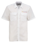 Mobile Preview: Das weiße kurzarm Feuerwehr Diensthemd ist tailliert geschnitten, bestickt mit Sauferlöwe+Stick Feuerwehr